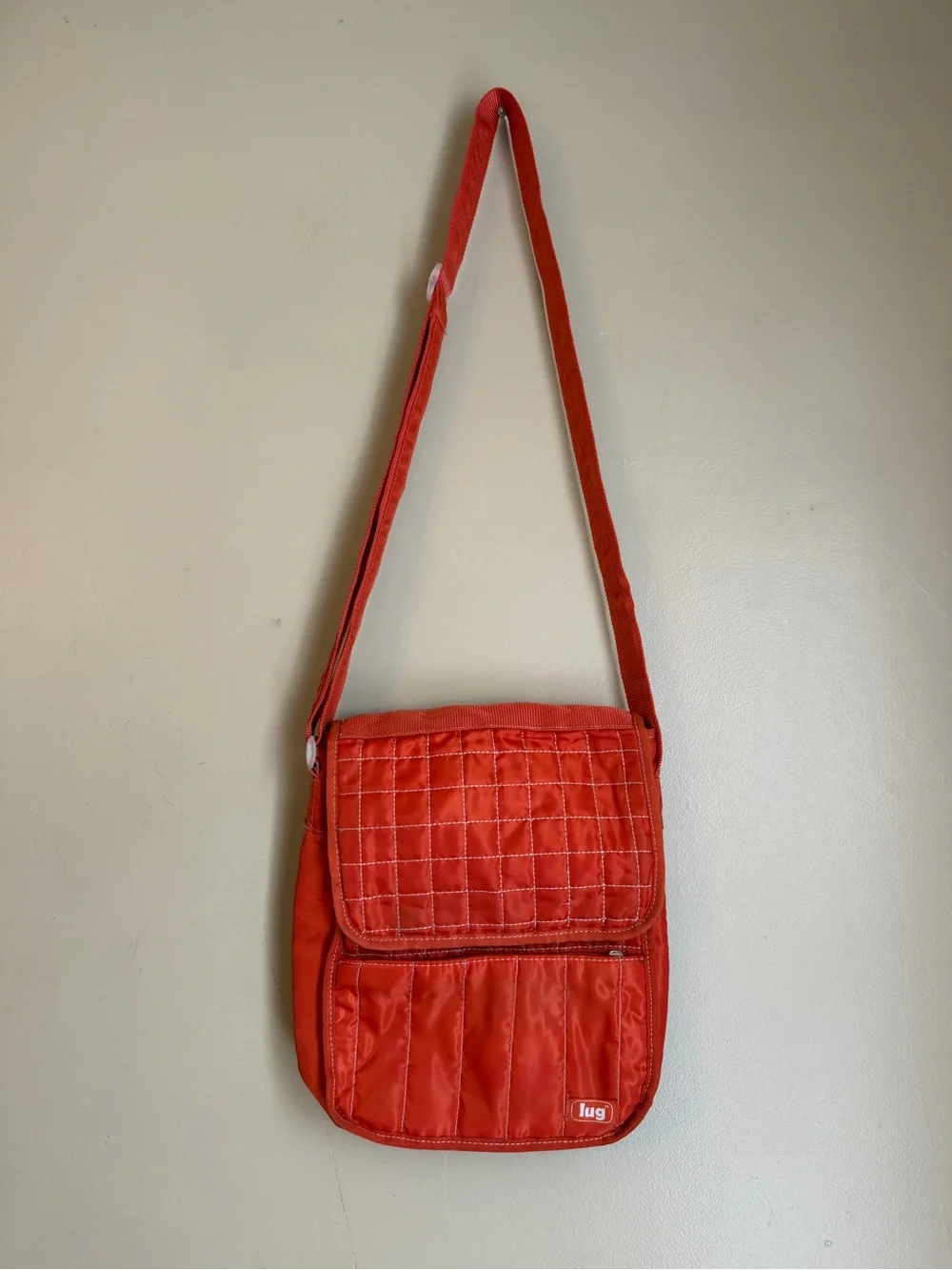 Lug Moped Crossbody Bag Quilted Orange Medium Travel Adjustable Strap Purse